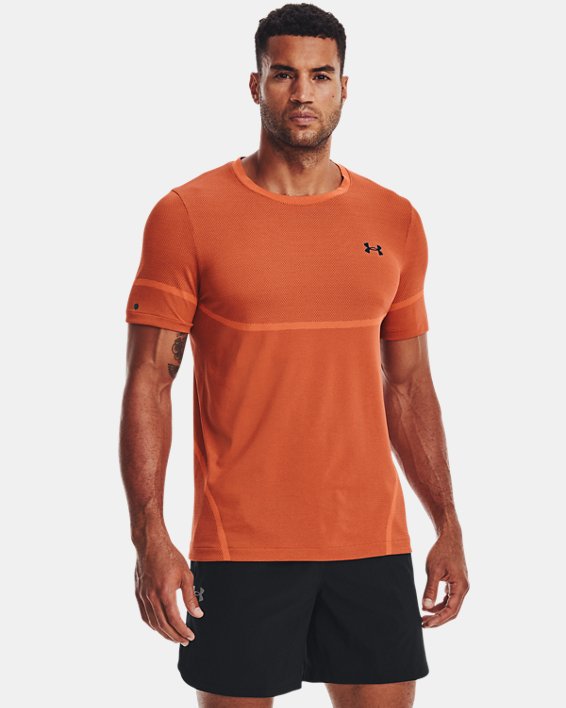 Men's UA RUSH™ Seamless Legacy Short Sleeve, Orange, pdpMainDesktop image number 0